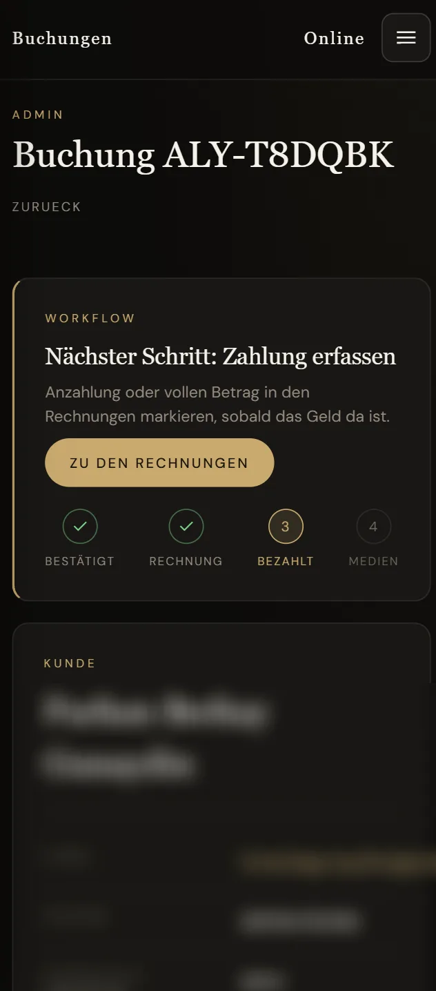 Buchungsdetail mit Workflow