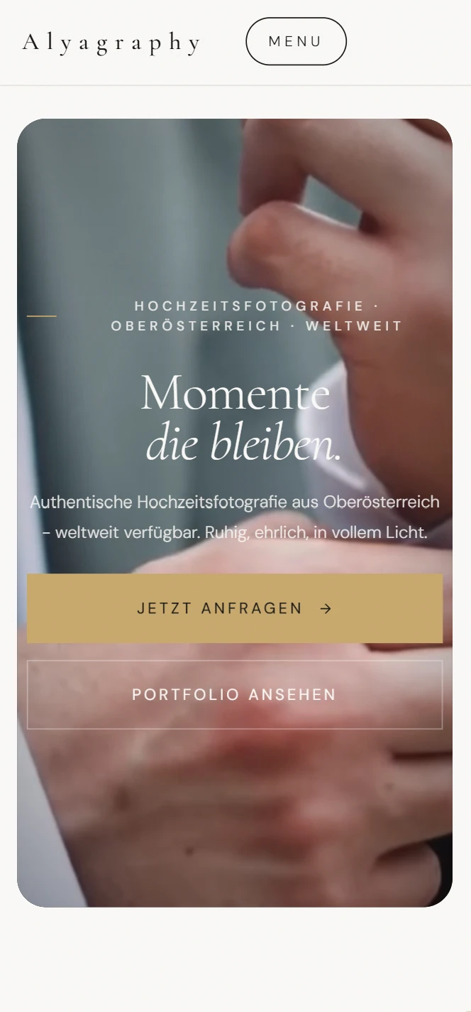 Alyagraphy Startseite auf dem Smartphone