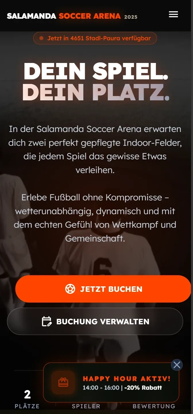 Salamanda Soccer Arena Startseite: Dein Spiel. Dein Platz.